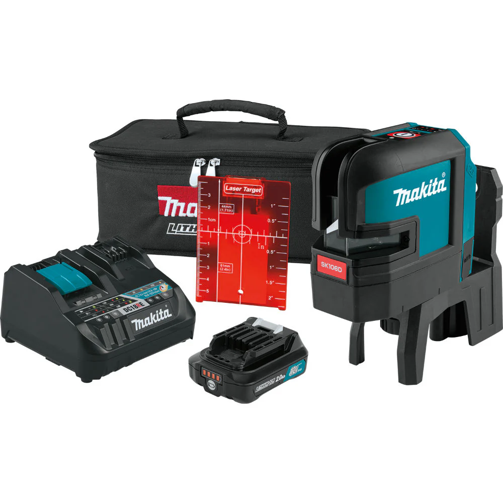 Makita SK106DNAX 12V Max CXT Self-Leveling Cross-Line/4-Point Red Beam Laser - Moutools