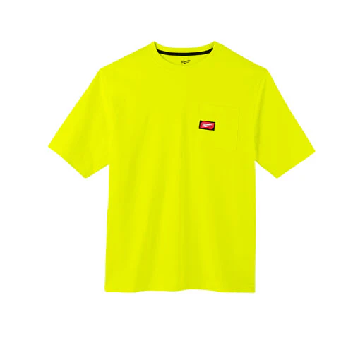 Milwaukee 601HV-XL Heavy Duty Pocket T-Shirt (601), Short Sleeve, Hi Vis, XL - Moutools