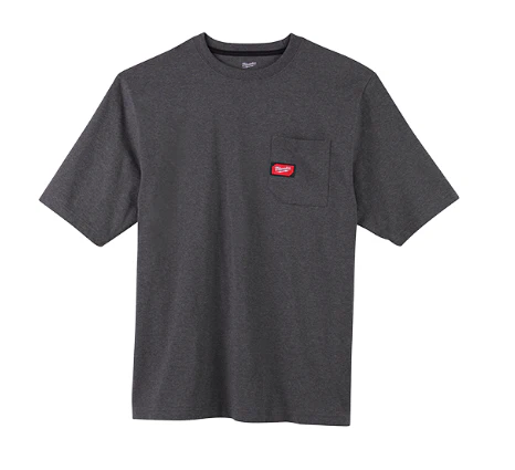 Milwaukee 601G-M Heavy Duty Pocket T-Shirt (601), Short Sleeve, Gray, Medium - Moutools