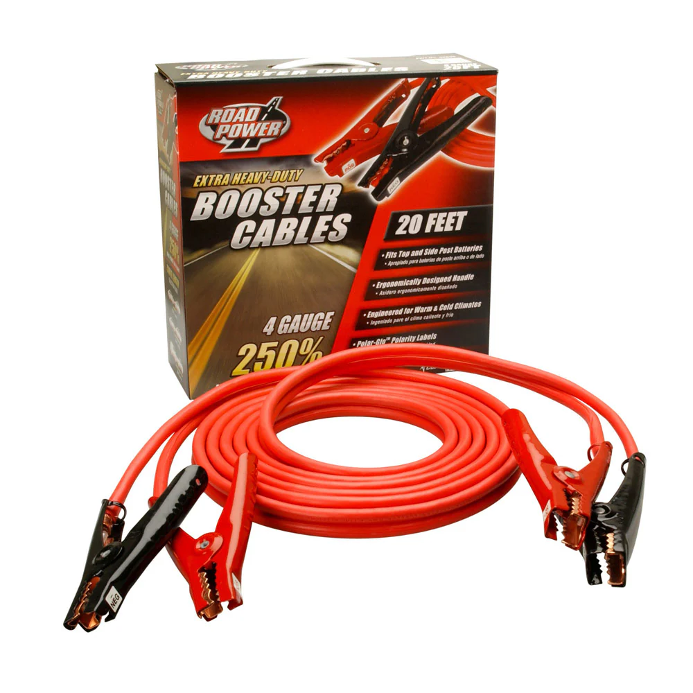 Southwire 86600104 Booster Cable 4 Gauge 20' CCA Polar Glow Clamp - Moutools