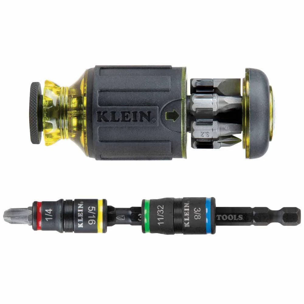 Klein Tools 32308HD 12-in-1 Impact Rated Stubby Driver Set with Flip Sockets - Moutools