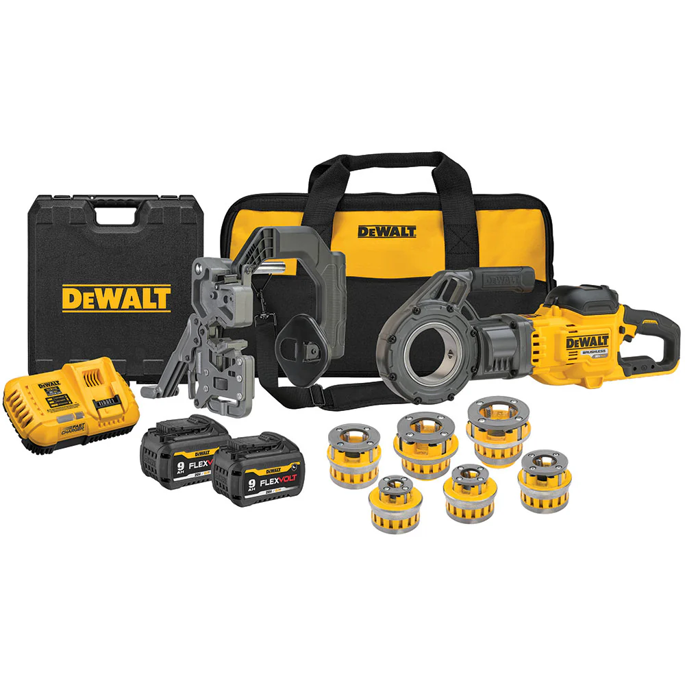 DeWalt DCE700X2K FLEXVOLT 60V MAX Cordless Pipe Threader Kit With Die Heads - Moutools