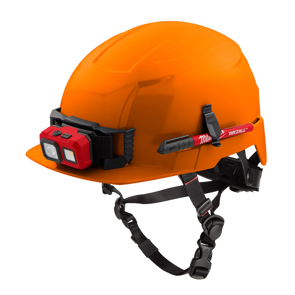 Milwaukee 48-73-1333 BOLT Orange Front Brim Safety Helmet (USA) - Type 2, Class E, Non-Vented - Moutools