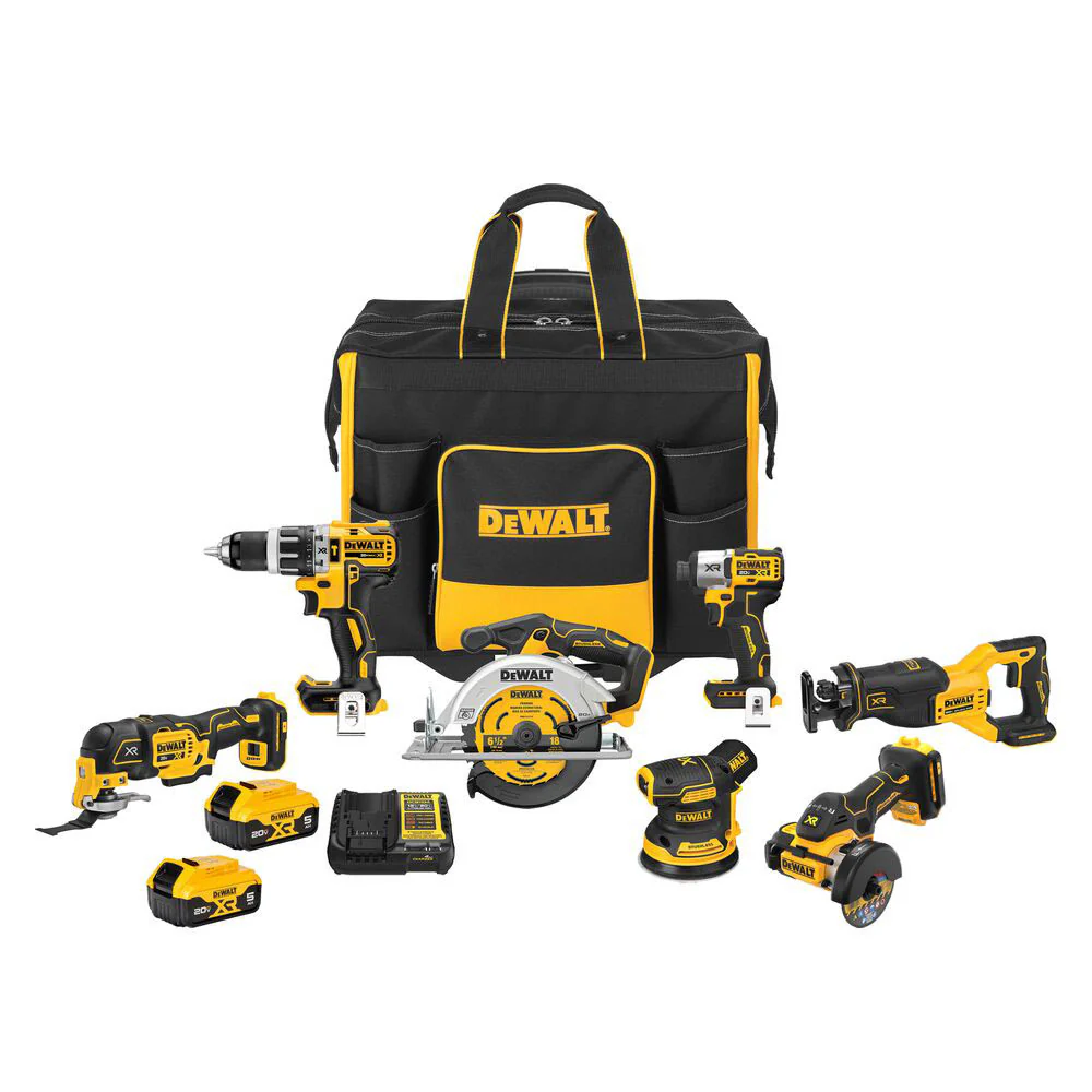 DeWalt DCKSS730P2 20V MAX XR Cordless 7-Tool Combo Kit With Rolling Contractor Bag - Moutools